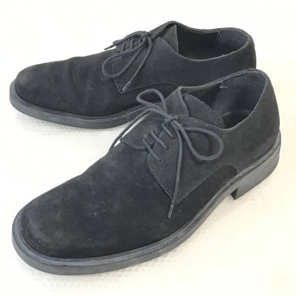 90s?フランス製★ケンゾー/KENZO★本革スエード/プレーントゥ【41/25.5-26.0/黒/BLACK】ビジネス/Vintage/dress shoes◆bi-86