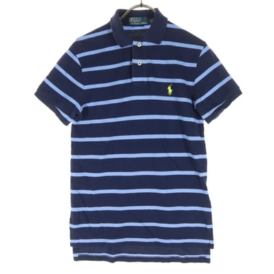 Polo by Ralph Lauren ポロバイラルフローレン ボーダー柄 ポニー 半袖 ポロシャツ XS ネイビー CUSTOM FIT