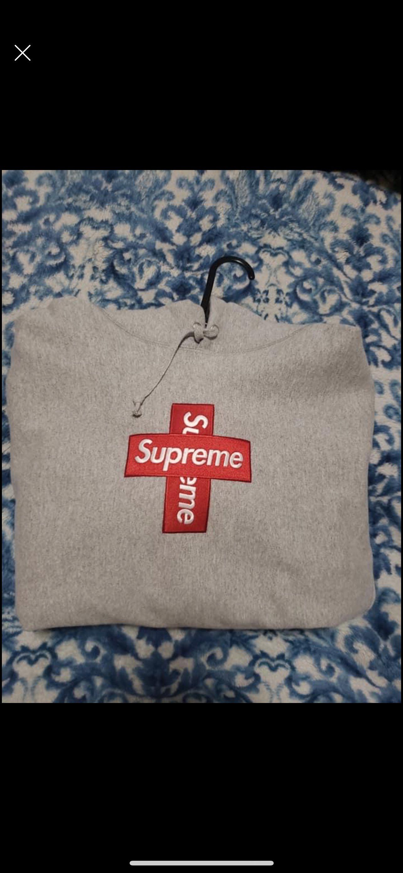 Supreme Cross Box Logo Hooded Sweatshirt "Grey"