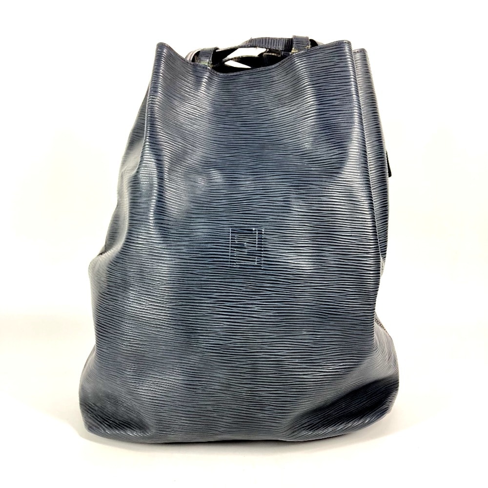 フェンディ FENDI FFロゴ 巾着 ヴィンテージ カバン 肩掛け バケツ型 ショルダーバッグ レザー ネイビー
