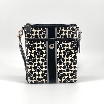COACH(コーチ) チェルシー ヘリテージ ストライプ F43893 ショルダーバッグ ブラック×ホワイト
