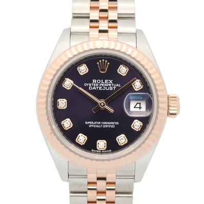 ロレックス ROLEX デイトジャスト 10Pダイヤ ランダム番 腕時計 時計 K18PG(ピンクゴールド) ステンレススチール ダイヤモンド レディース パープル系 オーベルジーヌ/新ダイヤ 279171 【中古】