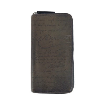 美品 Berluti ベルルッティ カリグラフィ スクリット イタウバ ネオ ブラウン シルバー金具 レザー 長財布 ラウンドファスナー 504530 【中古】