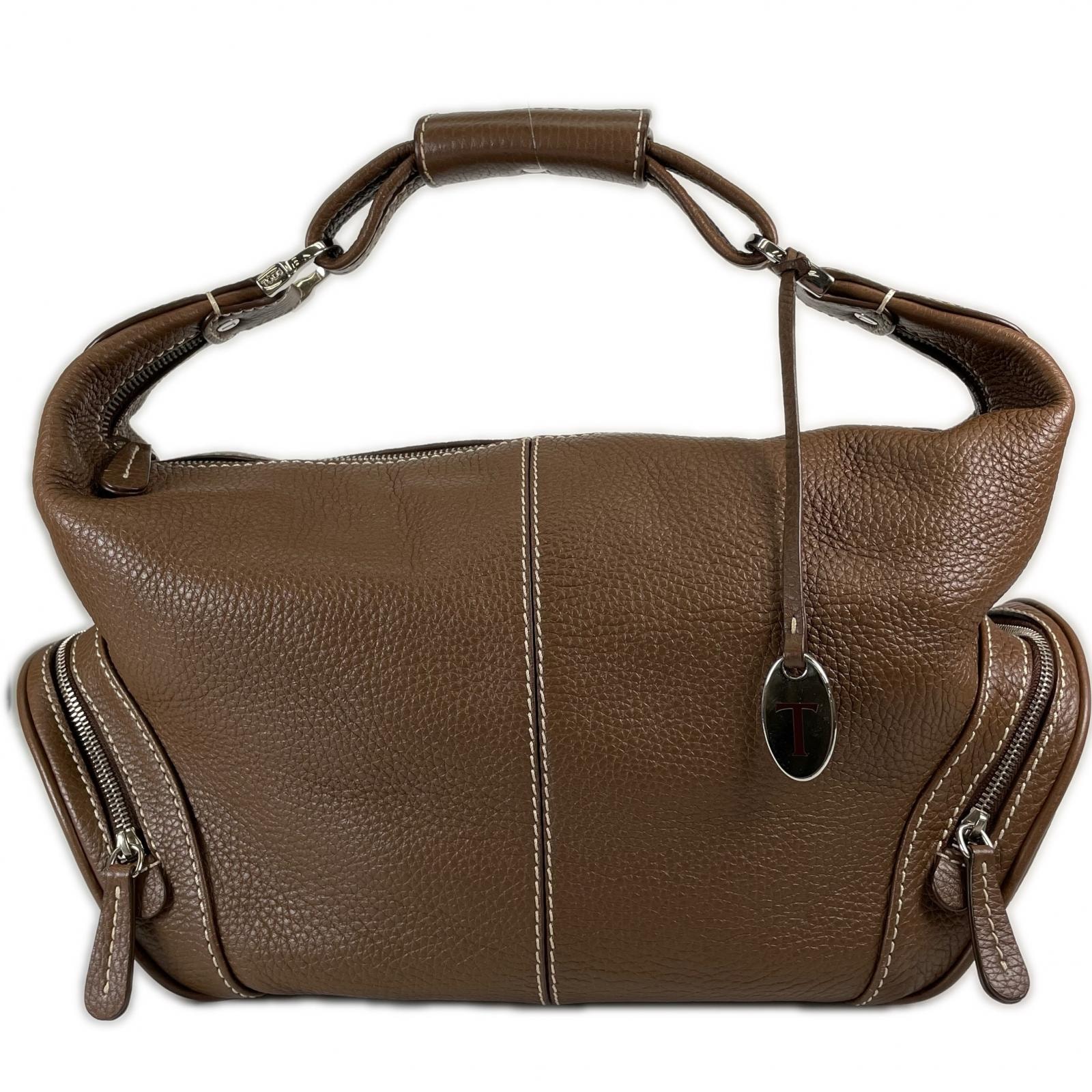 美品 TOD’S トッズ ワンショルダーバッグ ハンドバッグ レザー ブラウン レディース【中古】