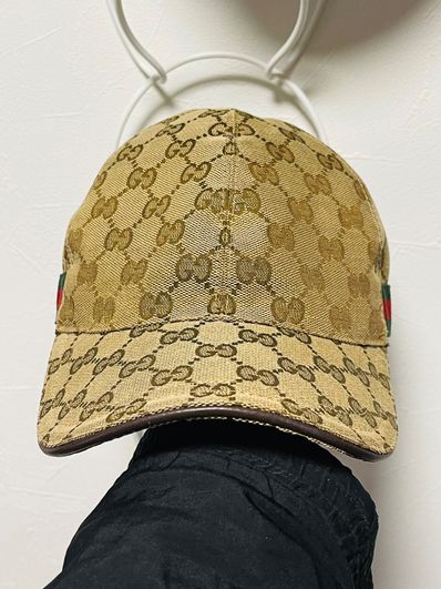 GUCCI Original GG Canvas Baseball Hat With Web "Beige/Ebony"