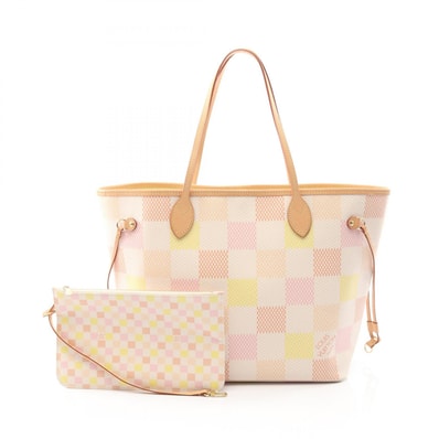 ルイ・ヴィトン LOUIS VUITTON ネヴァーフルMM トートバッグ バッグ PVCコーティングキャンバス レザー ダミエリシャス ピンク レディース ピンク系 / マルチカラー / ピーチ N40668 【中古】