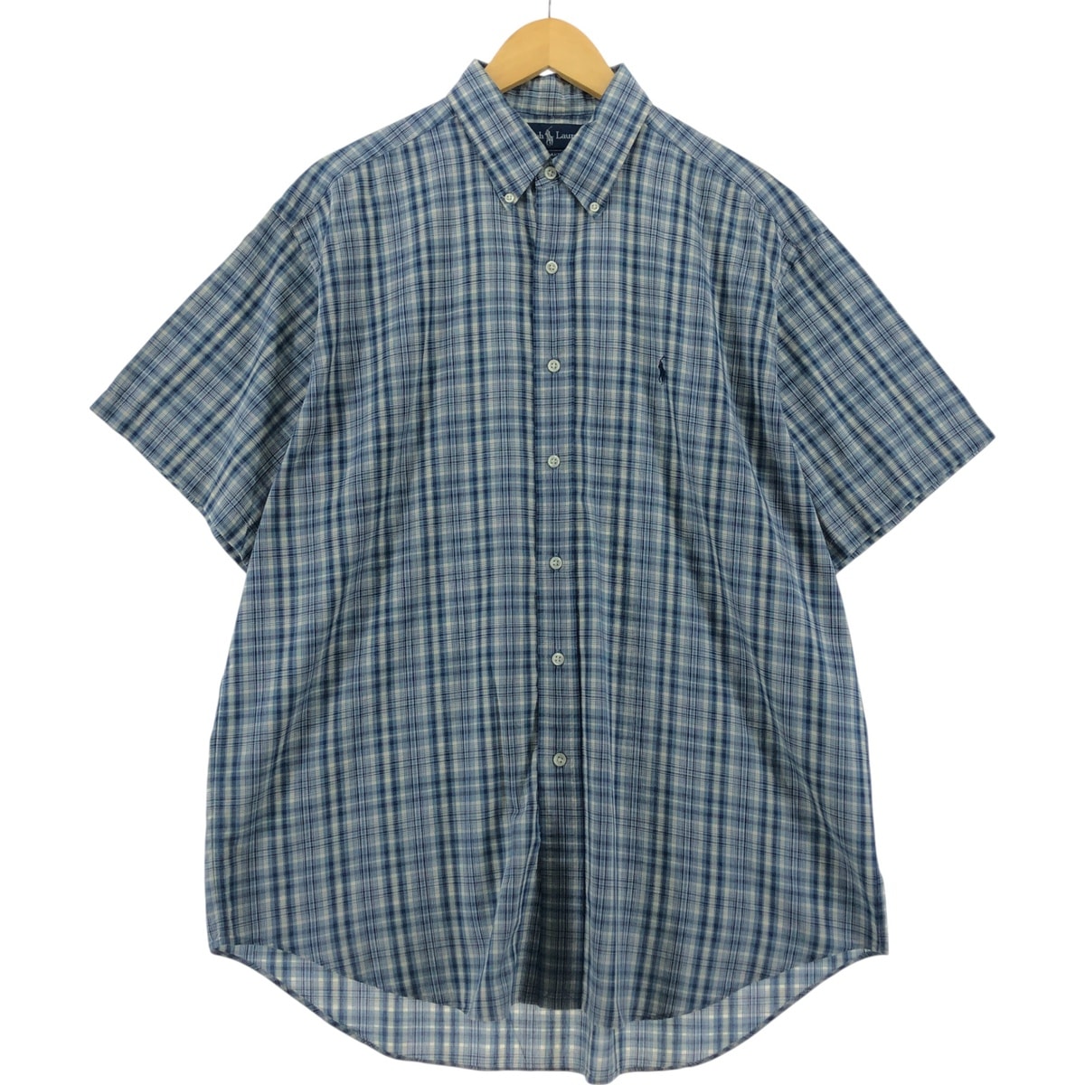 古着 ラルフローレン Ralph Lauren BLAKE 半袖 ボタンダウン チェックシャツ メンズL相当/eaa535677