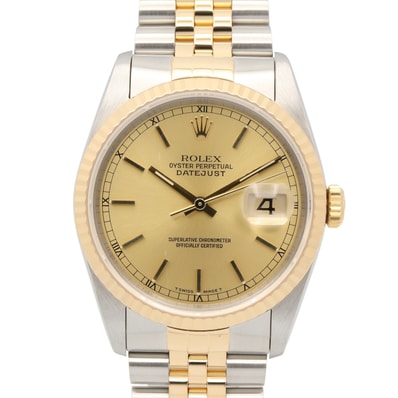 ロレックス ROLEX デイトジャスト L番 腕時計 時計 K18(イエローゴールド) ステンレススチール メンズ ゴールド系 シャンパン/バー 16233 【中古】