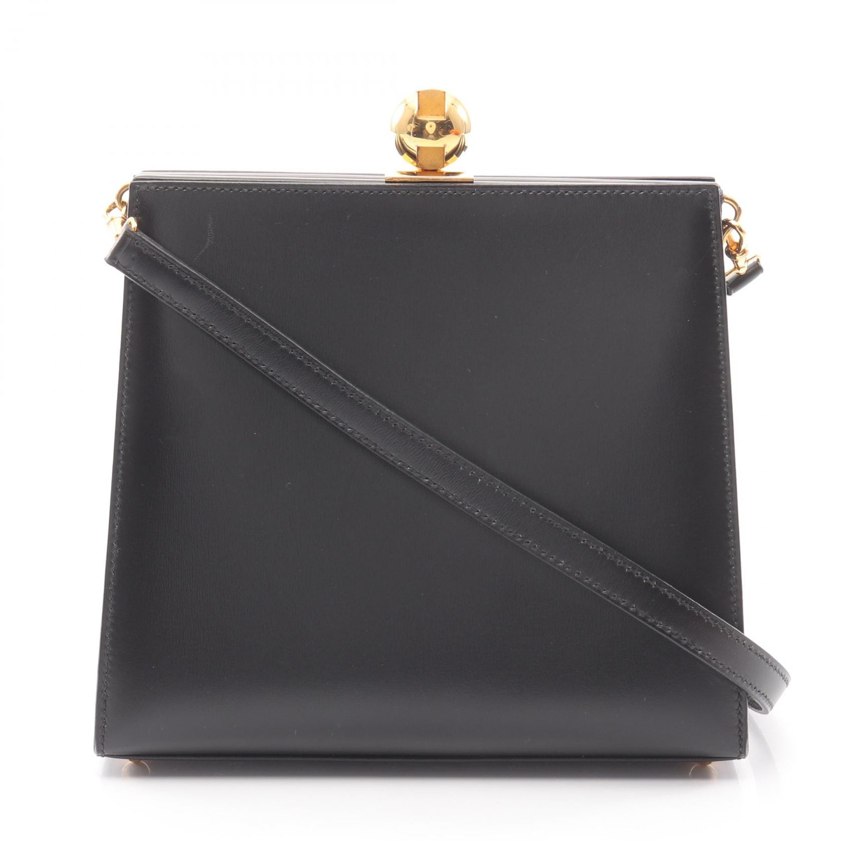 エルメス HERMES ヴィンテージ ショルダーバッグ バッグ カーフ(牛革) ボックスカーフ ○Y刻印(1995年製造) レディース ブラック系 【中古】