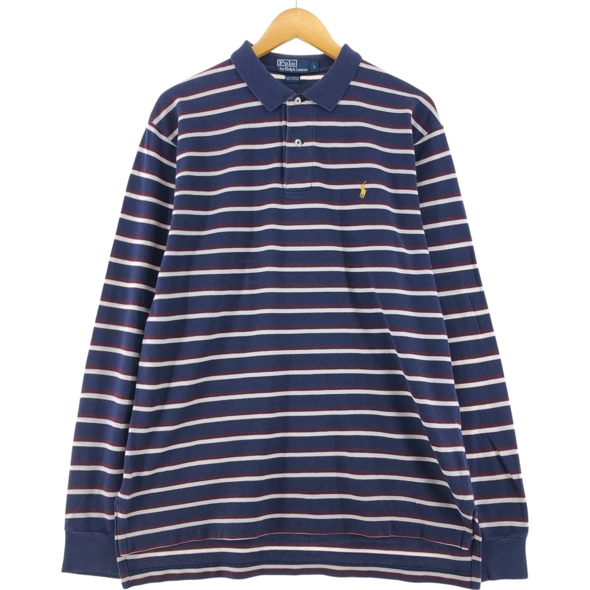 古着 ラルフローレン Ralph Lauren POLO by Ralph Lauren 長袖 ボーダー ポロシャツ メンズL相当/eaa528843