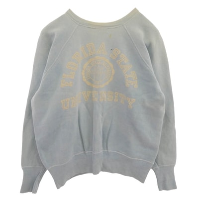 Champion チャンピオン スウェット 60s ランタグ COLLEGE PRINT SWEAT SHIRT カレッジ スウェットシャツ スウェット ライトブルー系 L【中古】