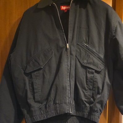 Supreme Leather Collar Utility Jacket "Black"