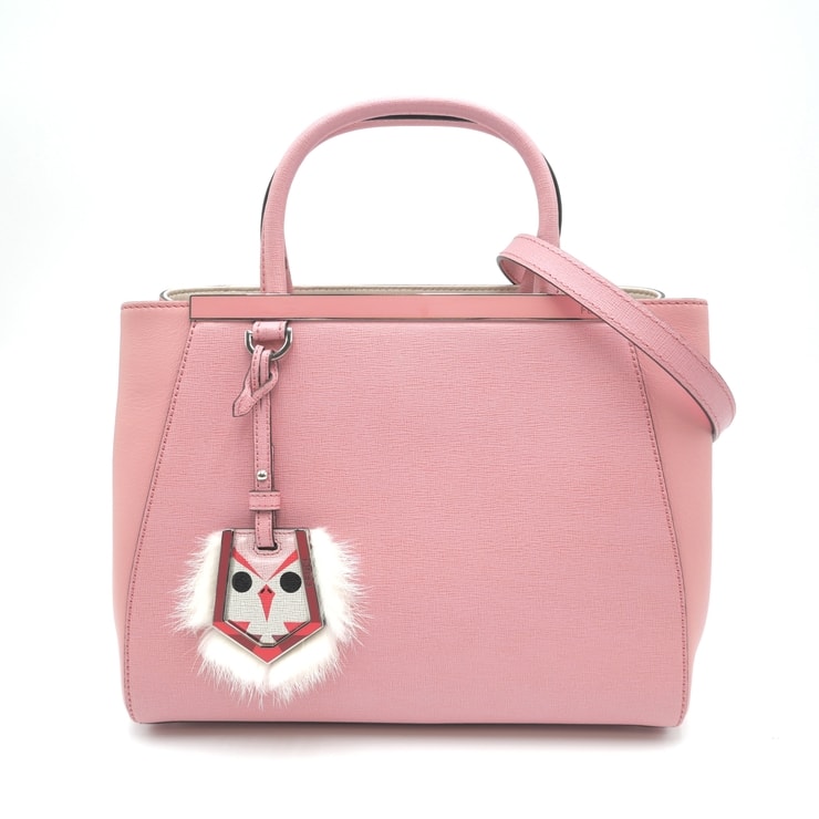 FENDI(フェンディ)プチトゥージュール モンスター バッグチャーム付 2WAY ハンドバッグ ショルダーバッグ ピンク レザー シルバー金具 レディース【中古】