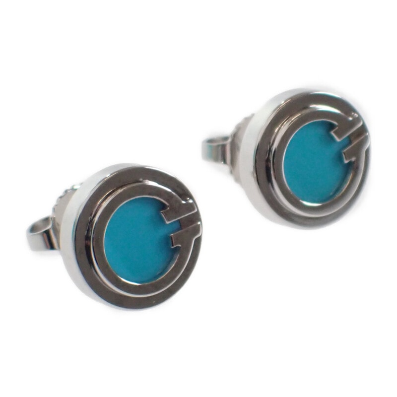 ティファニー T サークル ピアス K18WG ターコイズ【中古】【Aランク】