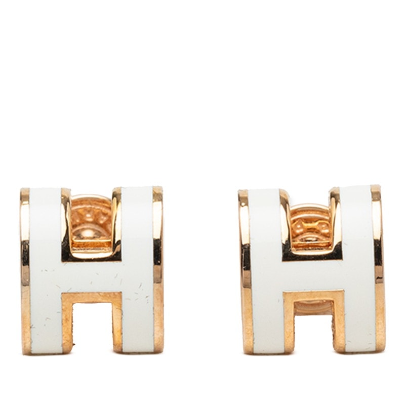 エルメス ポップアッシュ ミニ ポップH ピアス ゴールド ホワイト メッキ レディース HERMES 【中古】