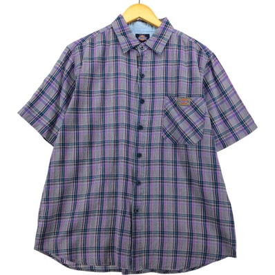 古着 ディッキーズ Dickies タータンチェック 半袖 ワークシャツ メンズXL相当/eaa578755