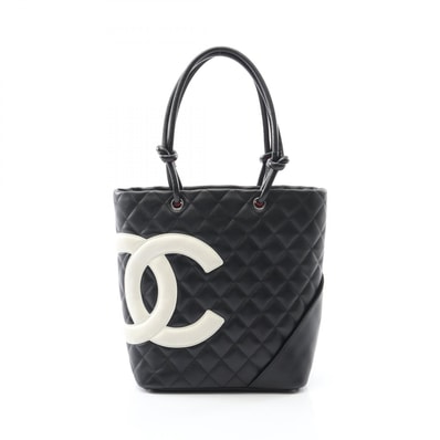 シャネル CHANEL カンボンライン ミディアム トートバッグ バッグ レザー レディース ブラック系 / ホワイト系 【中古】