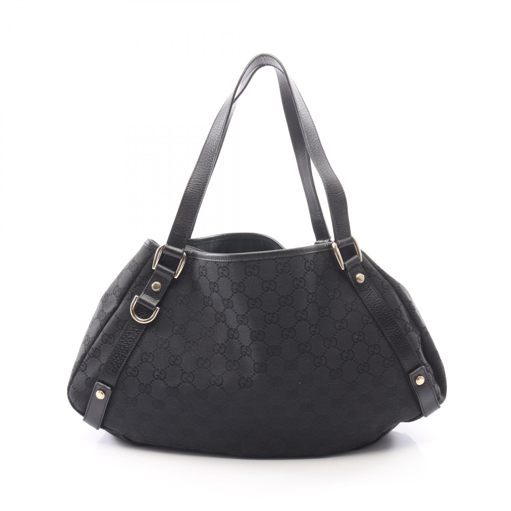 グッチ GUCCI アビー GGキャンバス ショルダーバッグ バッグ キャンバス レザー レディース ブラック系 130736 【中古】