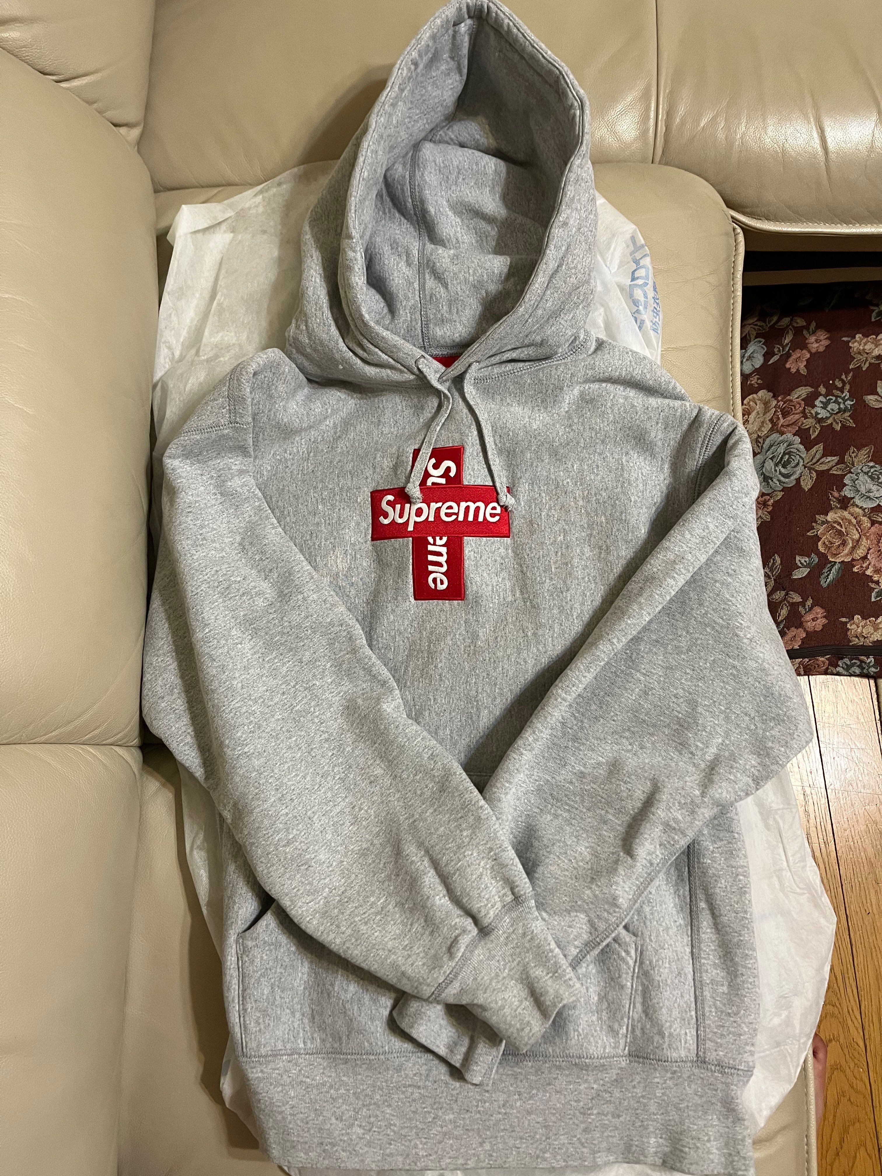 Supreme Cross Box Logo Hooded Sweatshirt "Grey"
