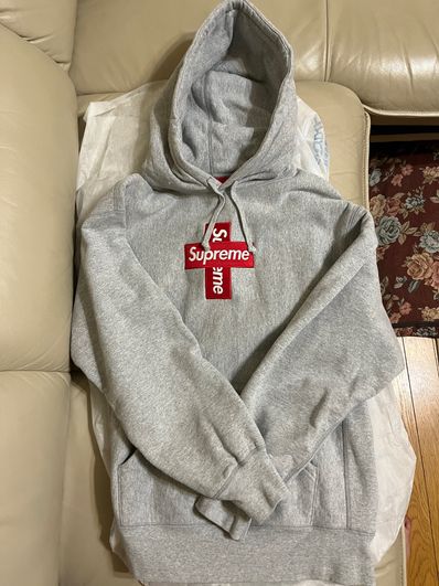 Supreme Cross Box Logo Hooded Sweatshirt "Grey"