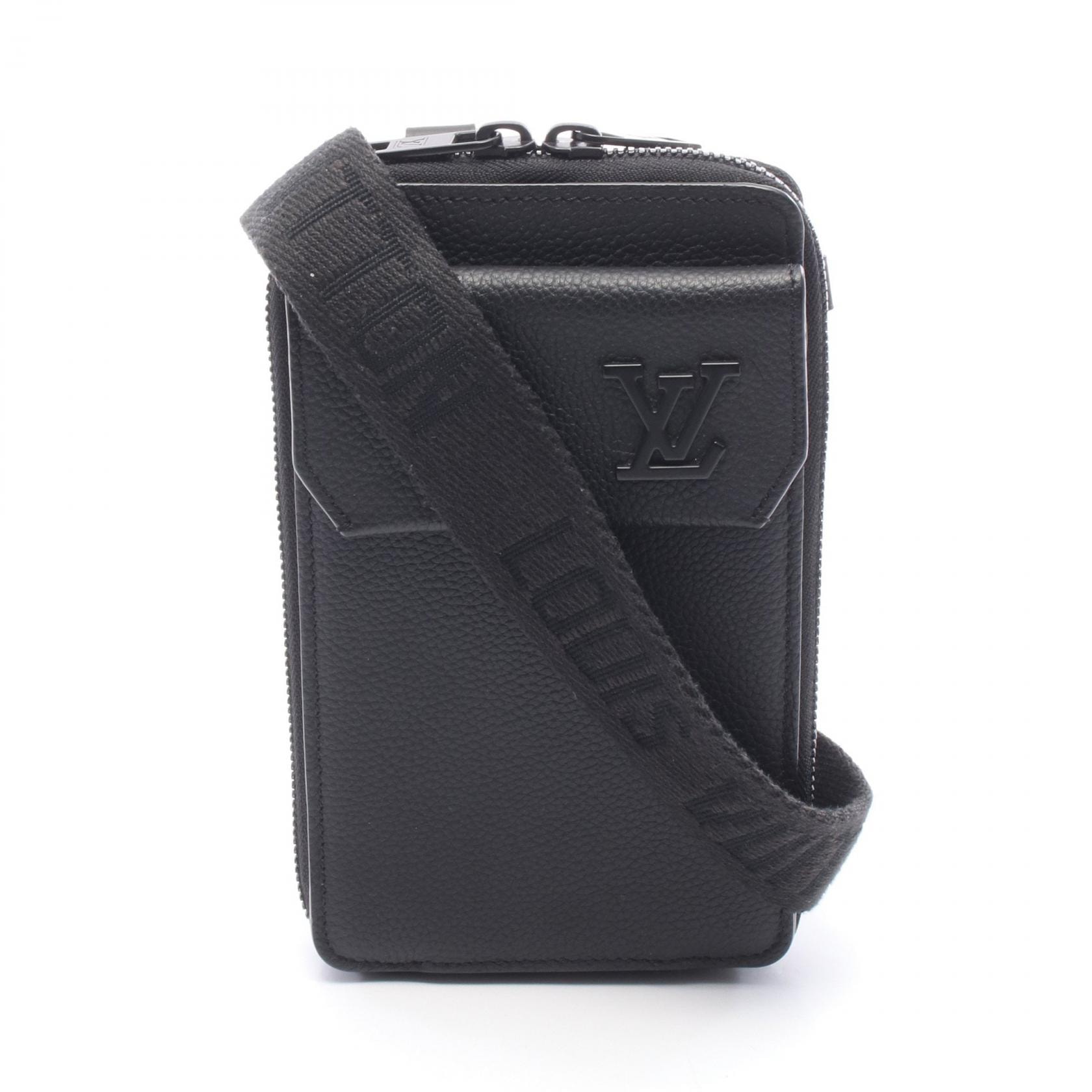 ルイ・ヴィトン LOUIS VUITTON フォンポーチ ショルダーバッグ バッグ レザー アエログラム ノワール メンズ ブラック系 M57089 【中古】