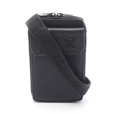 ルイ・ヴィトン LOUIS VUITTON フォンポーチ ショルダーバッグ バッグ レザー アエログラム ノワール メンズ ブラック系 M57089 【中古】