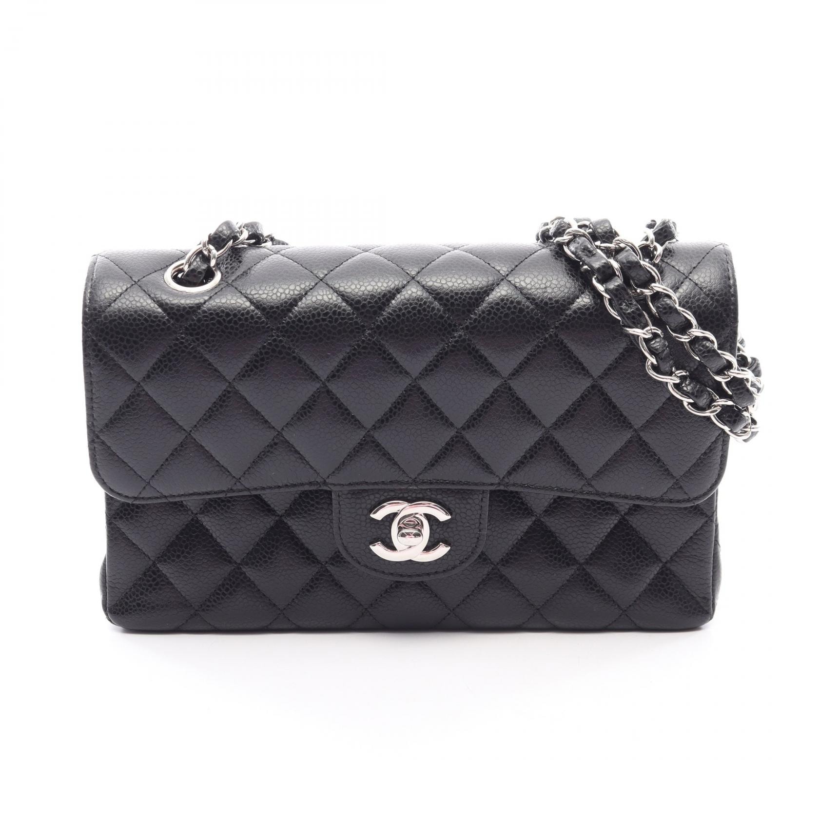 シャネル CHANEL マトラッセ Wフラップ ショルダーバッグ バッグ キャビアスキン(グレインドカーフ) レディース ブラック系 【中古】