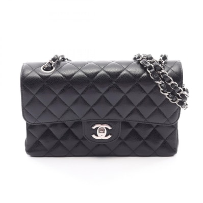 シャネル CHANEL マトラッセ Wフラップ ショルダーバッグ バッグ キャビアスキン(グレインドカーフ) レディース ブラック系 【中古】