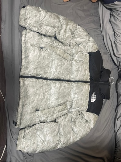 Supreme x The North Face Nuptse Jacket "White Paper Print"