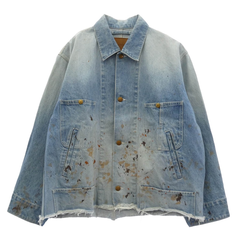 doublet ダブレット デニムジャケット 24AW 24AW47BL204 CUT OFF DENIM COVERALL カットオフ デニム ペンキ加工 カバーオール インディゴブルー系 M【中古】
