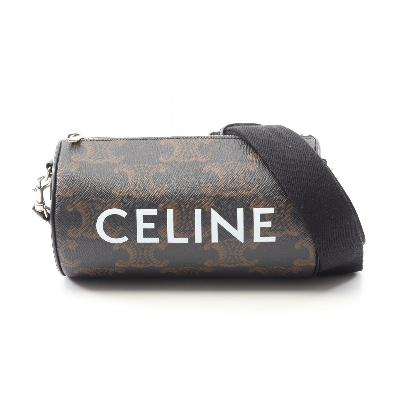 セリーヌ CELINE トリオンフ ショルダーバッグ バッグ PVCコーティングキャンバス レザー レディース ブラック系 / ブラウン系 110052EKK 【中古】
