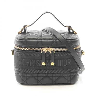 ディオール Dior DIORTRAVEL スモール ヴァニティ カナージュ 2WAY ハンドバッグ バッグ ラムスキン(羊革) レディース ブラック系 【中古】