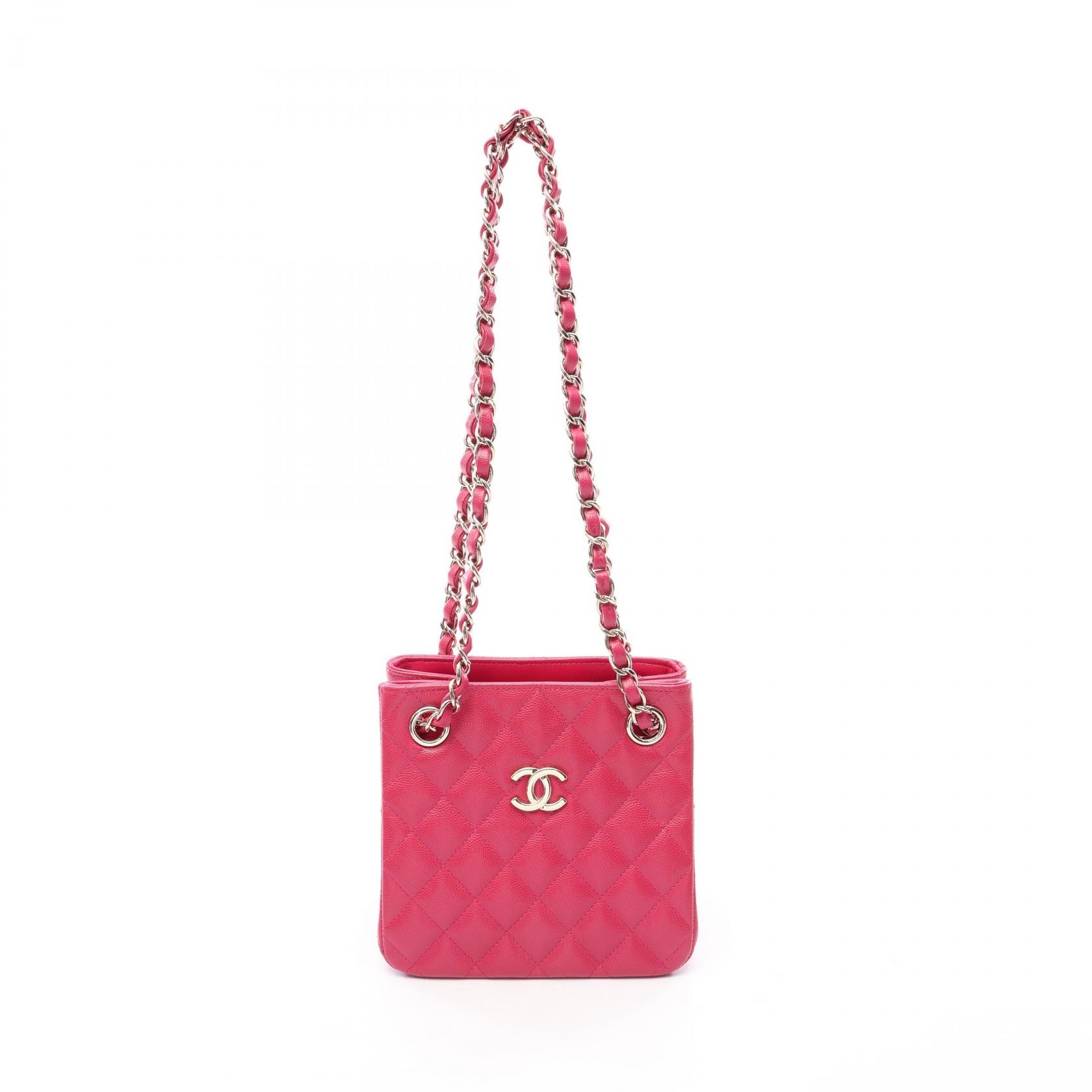 シャネル CHANEL ミニ チェーンバケット マトラッセ ショルダーバッグ バッグ キャビアスキン(グレインドカーフ) レディース ピンク系 AS3176 【中古】