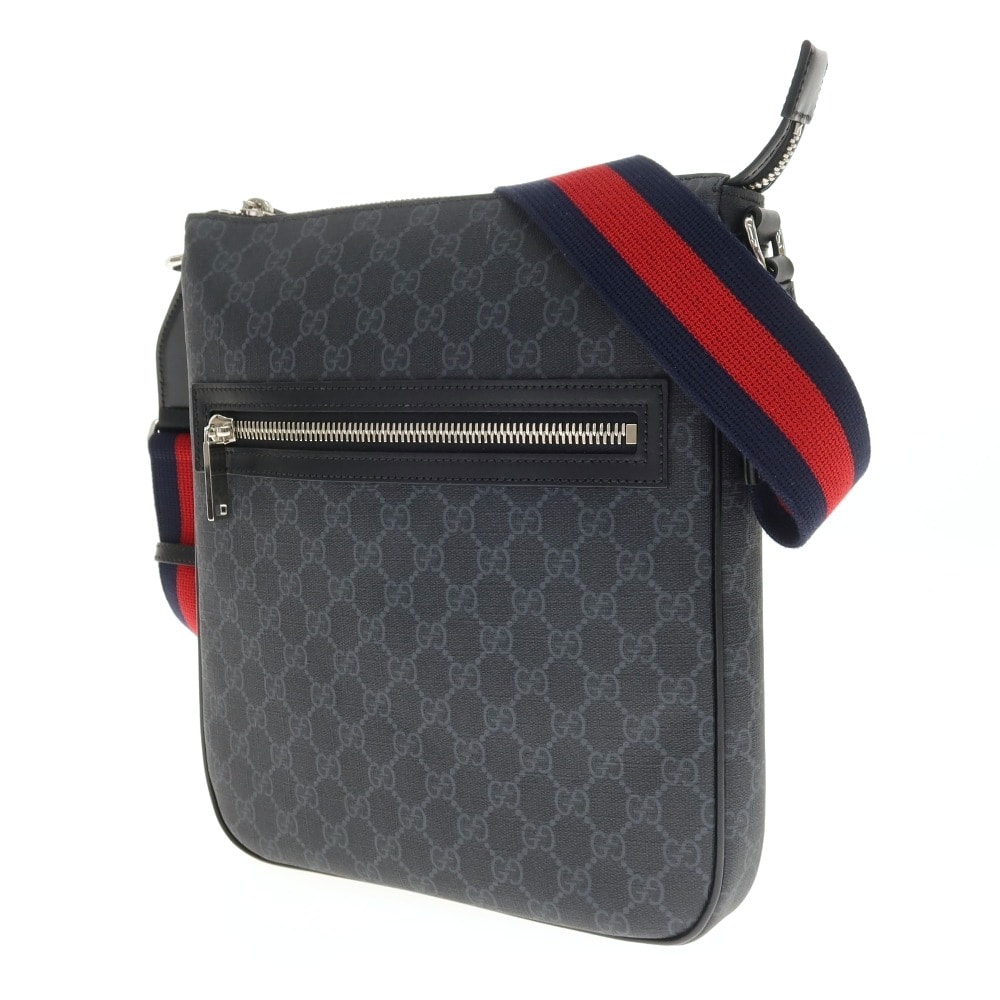 【中古】グッチ GUCCI GGキャンバス 792081 ショルダーバッグ ブラックxグレー【WxH31xD3.5】【メンズ】
