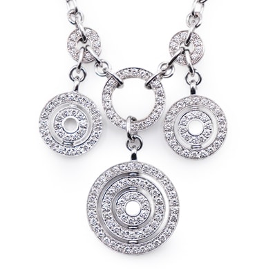 【美品】BVLGARI ブルガリ アストラーレチェルキ ネックレス ダイヤモンド ホワイトゴールド 18金 K18WG Au750 ジュエリー チェーン全長41cm レディース ケース・箱付属