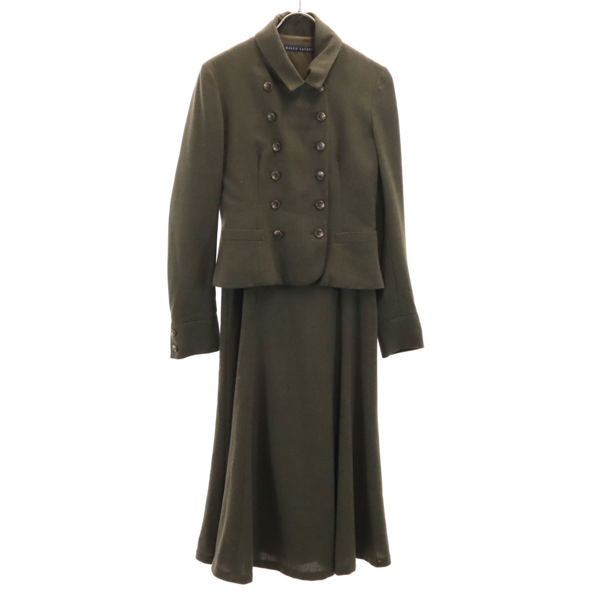 RALPH LAUREN ラルフローレン 日本製 ノースリーブ アンサンブル ロングワンピース 7 カーキ インパクト21 セット
