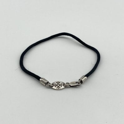 CHROME HEARTS(クロムハーツ) KZ ケーゼット シルク SV925 ブレスレット 1.83g ブラック×シルバー