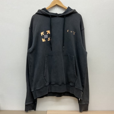 Off White【オフホワイト】DOVER STREET MARKET ドーバーストリートマーケット コットン プリント チャコールグレー フーディー パーカー XL