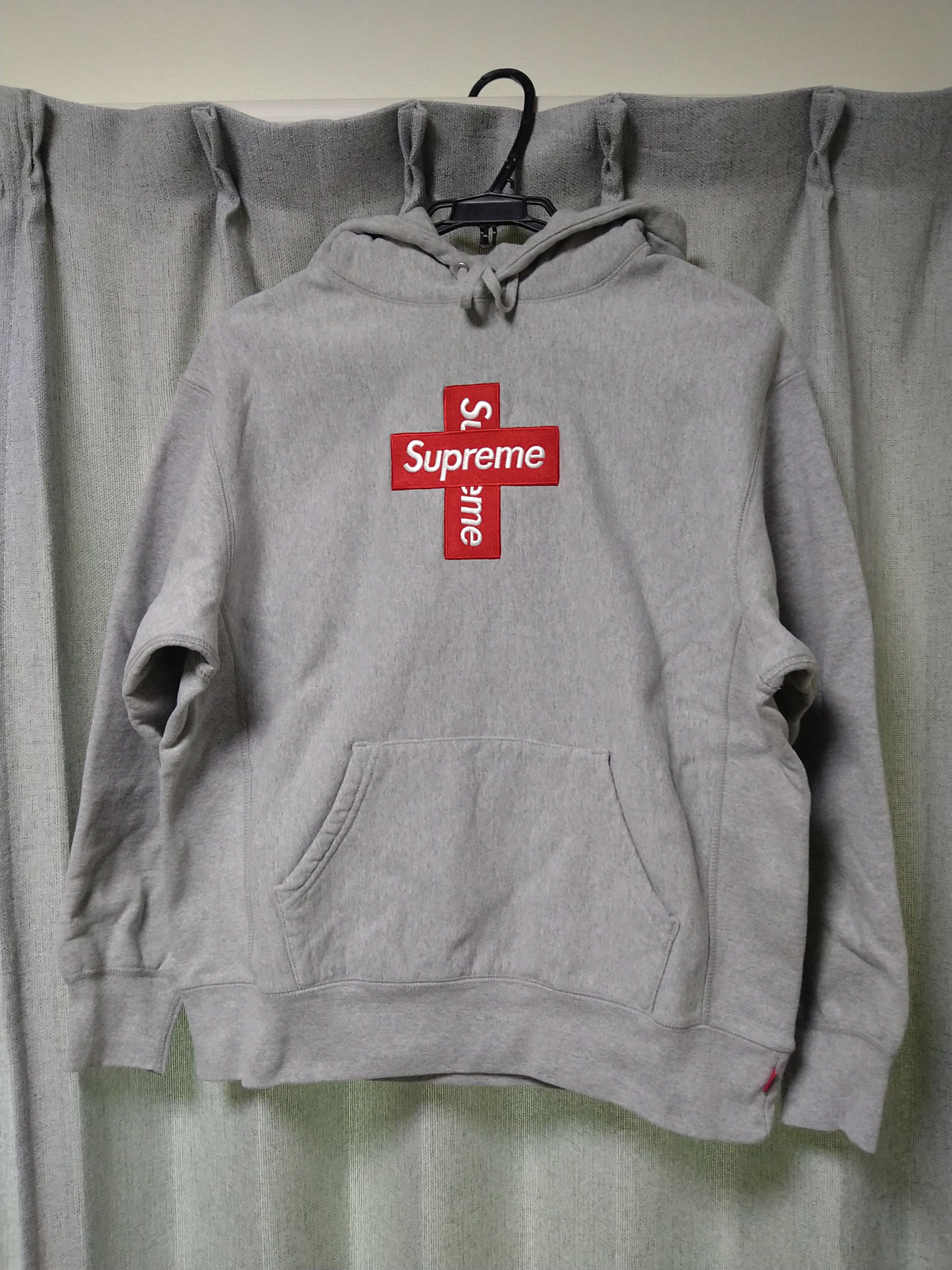 Supreme Cross Box Logo Hooded Sweatshirt "Grey"