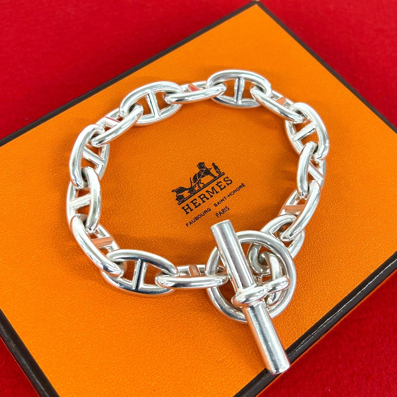 HERMES エルメス シェーヌダンクル GM 14コマ ブレスレット シルバー925 ブレスレット シルバー
 76-10