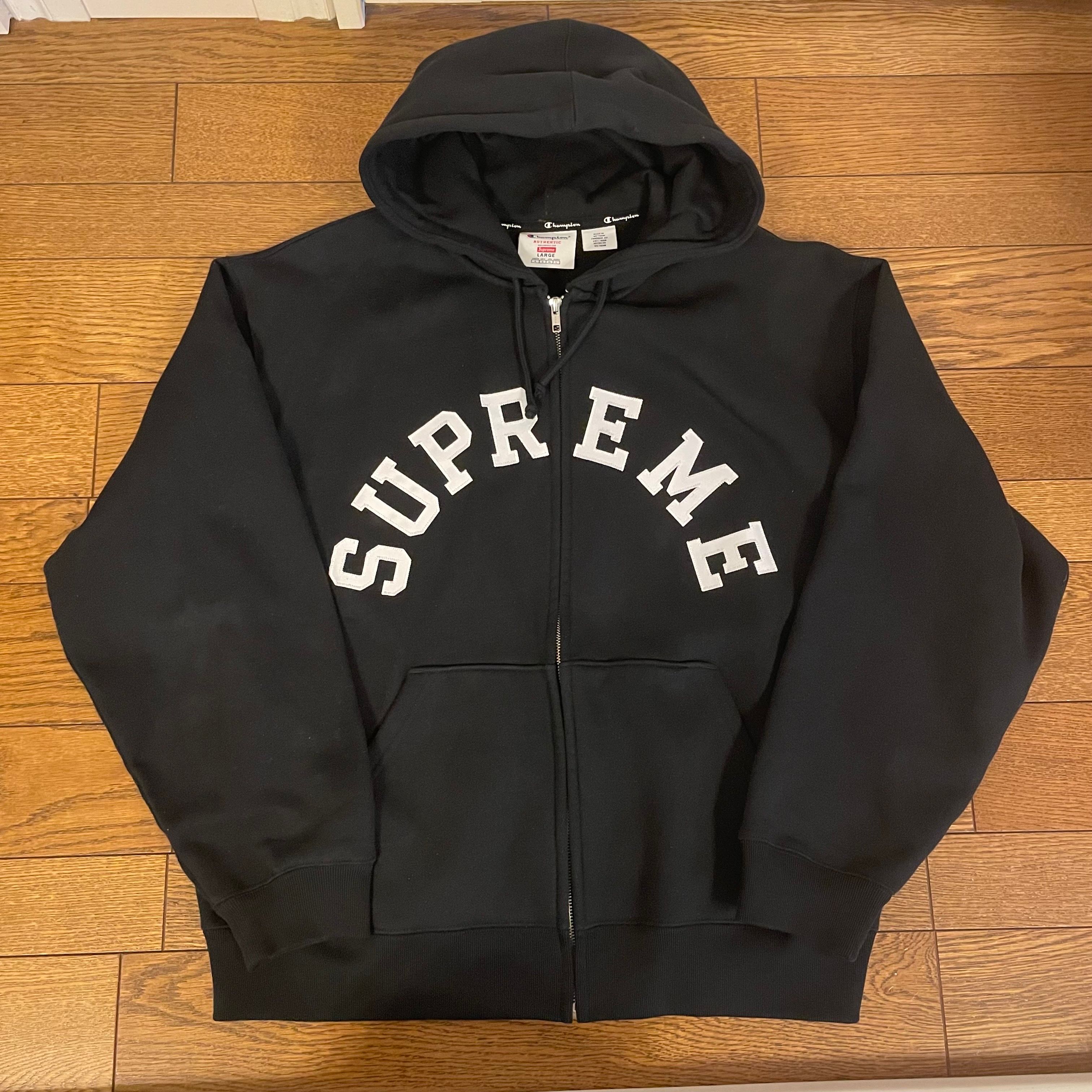 Supreme x Champion Zip Up Hooded Sweatshirt "Black"