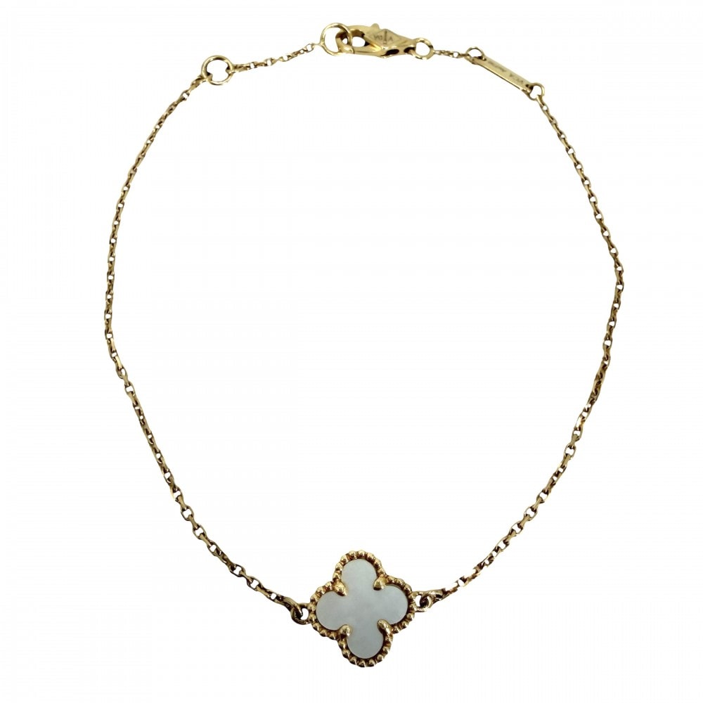 Van Cleef & Arpels ヴァンクリーフ&アーペル ブレスレット スウィートアルハンブラ アジャスター付き K18イエローゴールド マザーオブパール VCARF68800 ゴールド金具 レディース 約1.9g【中古品】
