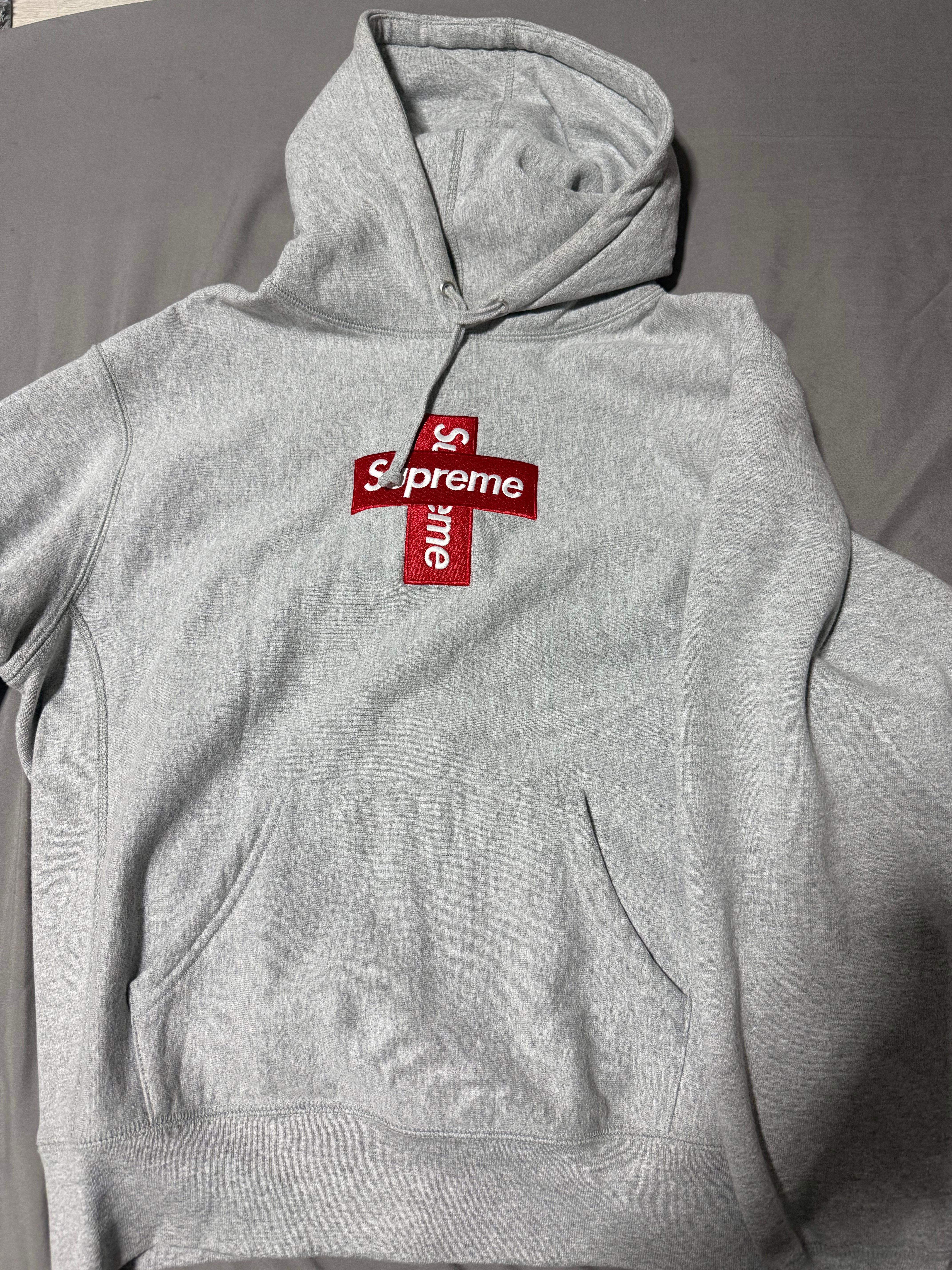 Supreme Cross Box Logo Hooded Sweatshirt "Grey"
