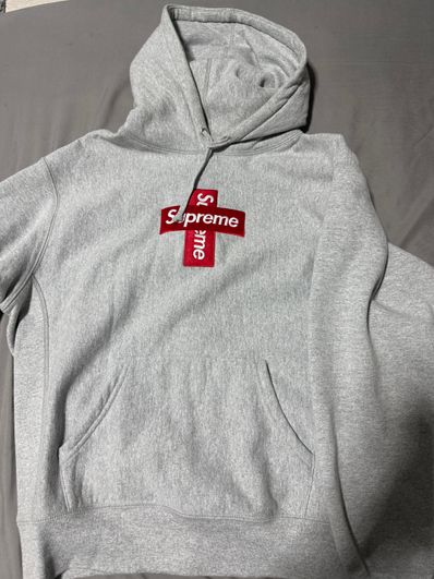 Supreme Cross Box Logo Hooded Sweatshirt "Grey"