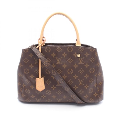 ルイ・ヴィトン LOUIS VUITTON モンテーニュMM モノグラム 2WAY ハンドバッグ バッグ PVCコーティングキャンバス レザー レディース ブラウン系 M41056 【中古】