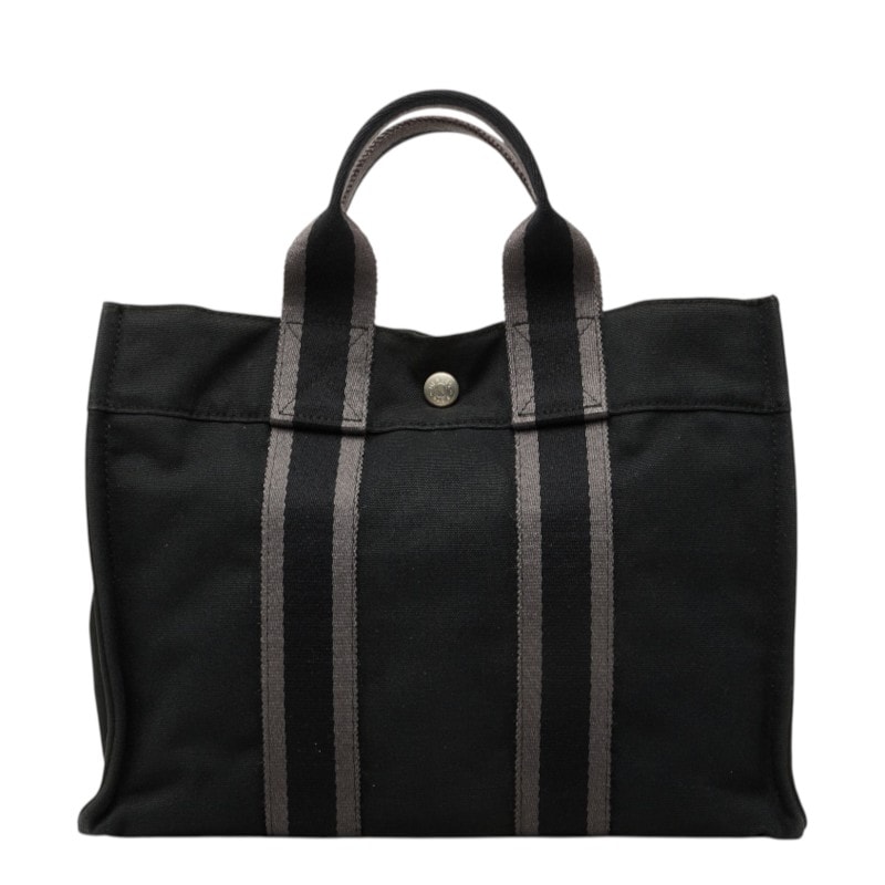 エルメス フールトゥ トートバッグ ブラック キャンバス レディース HERMES 中古