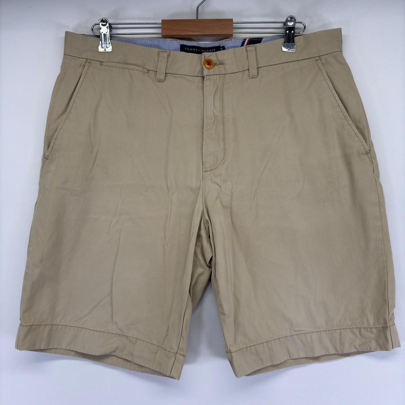 古着 トミーヒルフィガー TOMMY HILFIGER ショートパンツ ワンポイントロゴ ハーフパンツ チノパン w36  ベージュ メンズ