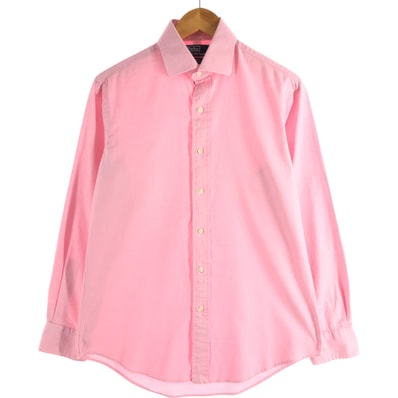 古着 ラルフローレン Ralph Lauren POLO by Ralph Lauren REGENT CUSTOM FIT ワイドカラー ヘリンボーン 長袖 コットンシャツ メンズM相当/eaa562048