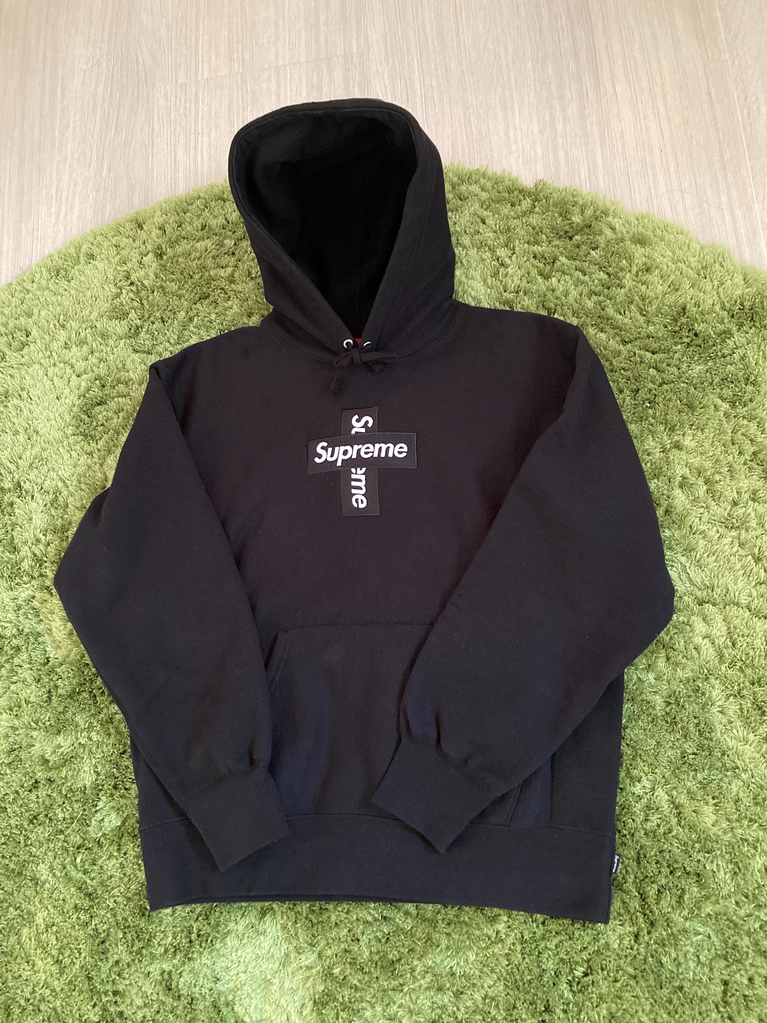 Supreme Cross Box Logo Hooded Sweatshirt "Black"