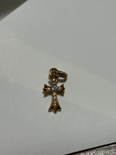Chrome Hearts 22K CH Cross Baby Fat Charm with Pave Diamond "Yellow Gold"